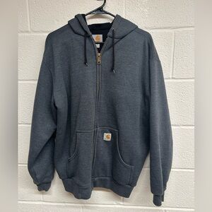 Carhartt Mens Rain Defender Zip Front Heavy Weight Hoodie Gray - Medium